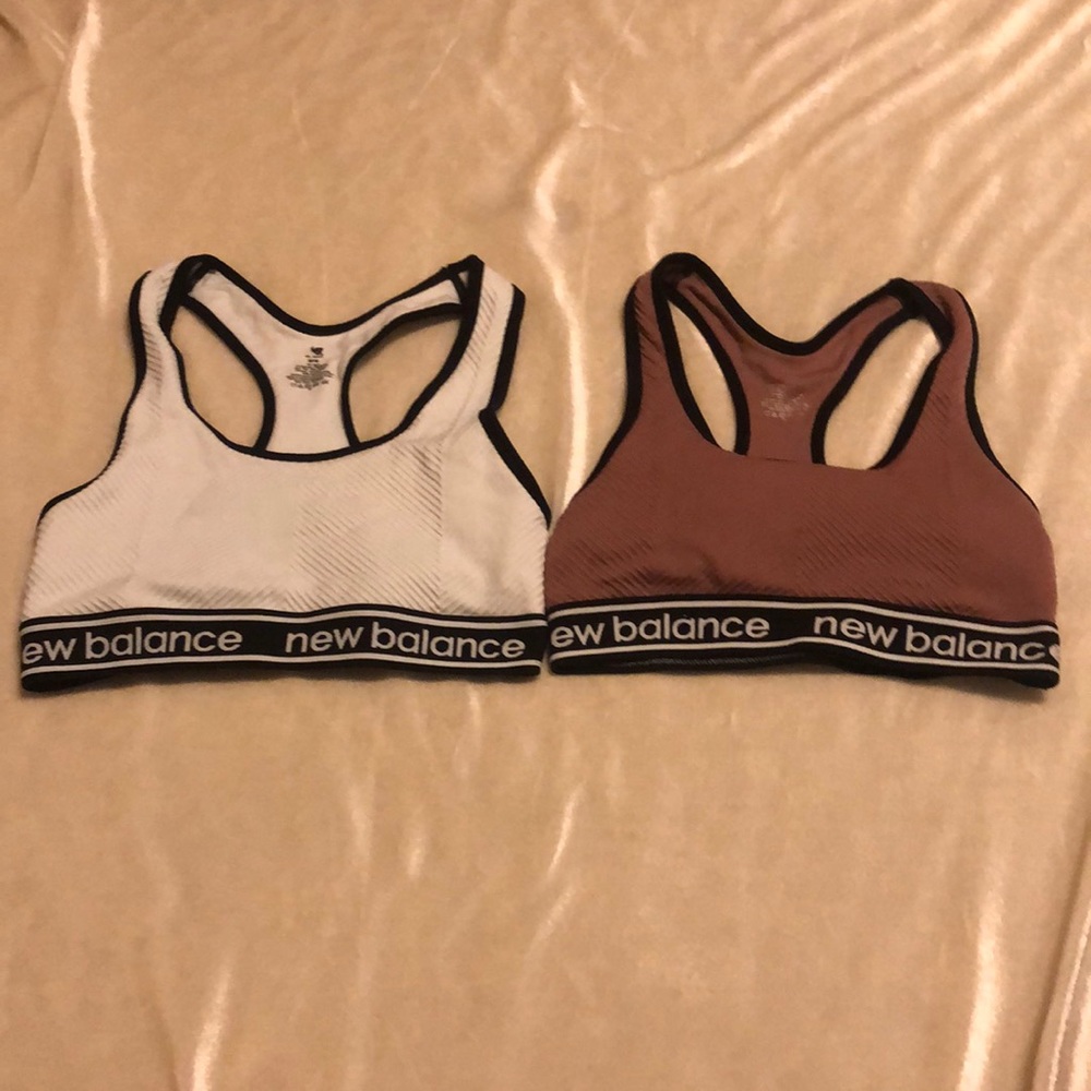 Two new balance spots bras white and light purple
